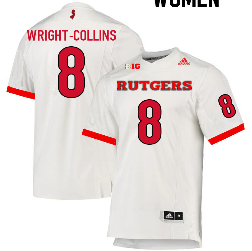 Women #8 Jamier Wright-Collins Rutgers Scarlet Knights College Football Jerseys Sale-White